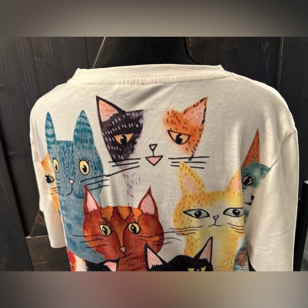 Whimsical Multicolor Cat Print Top - XL - Picture 7 of 8